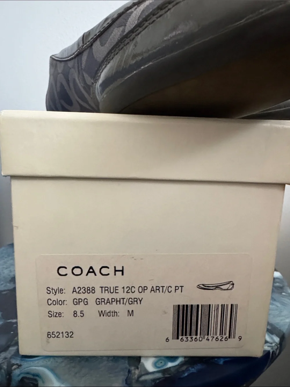 Coach Gray Signature Pattern Ballet Flats